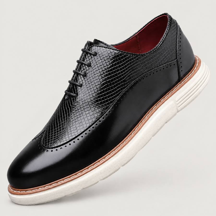 Men's Wingtip Oxford Sneakers – Black, Brown | Hybrid Dress Shoes with White Sole