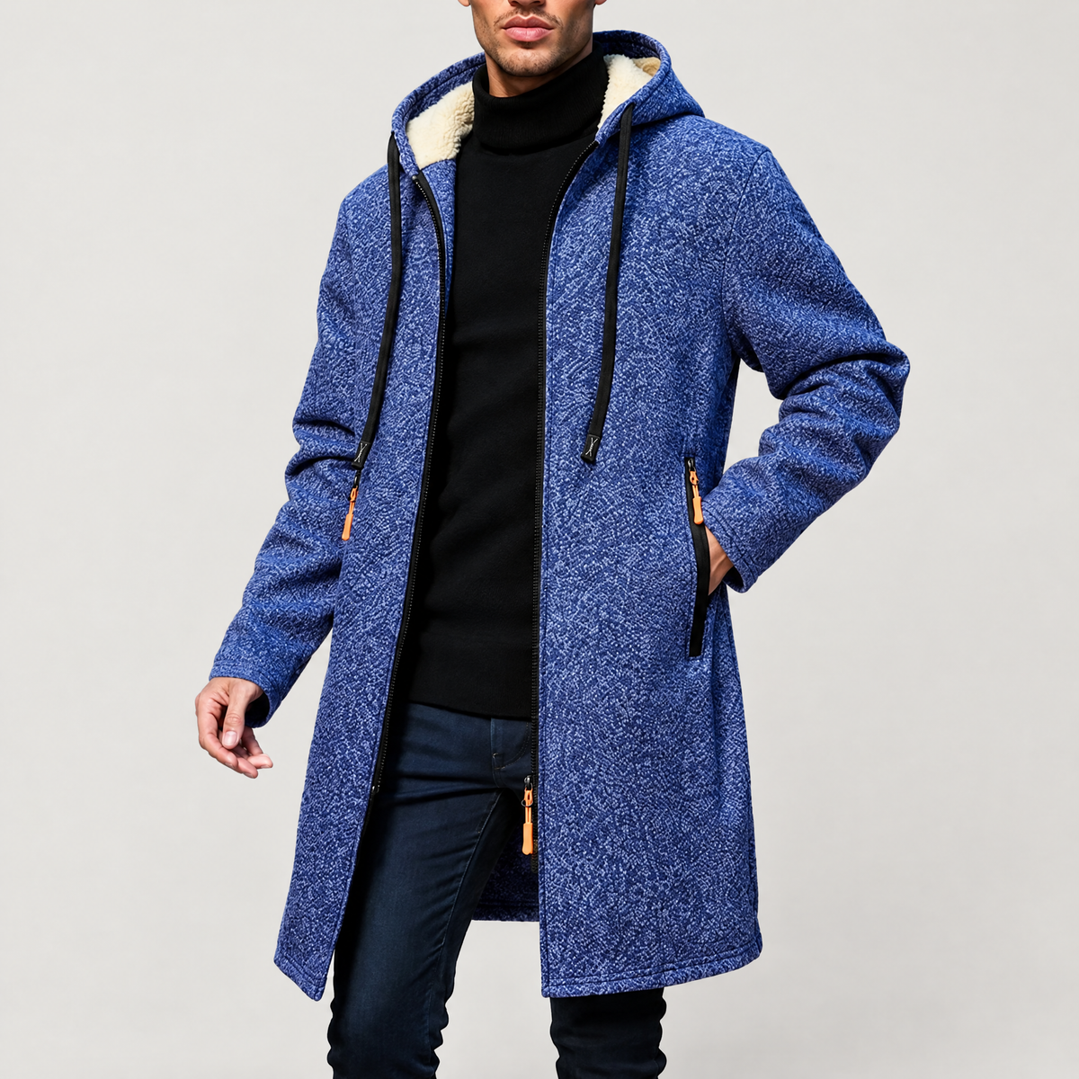 Men's hooded longline coat