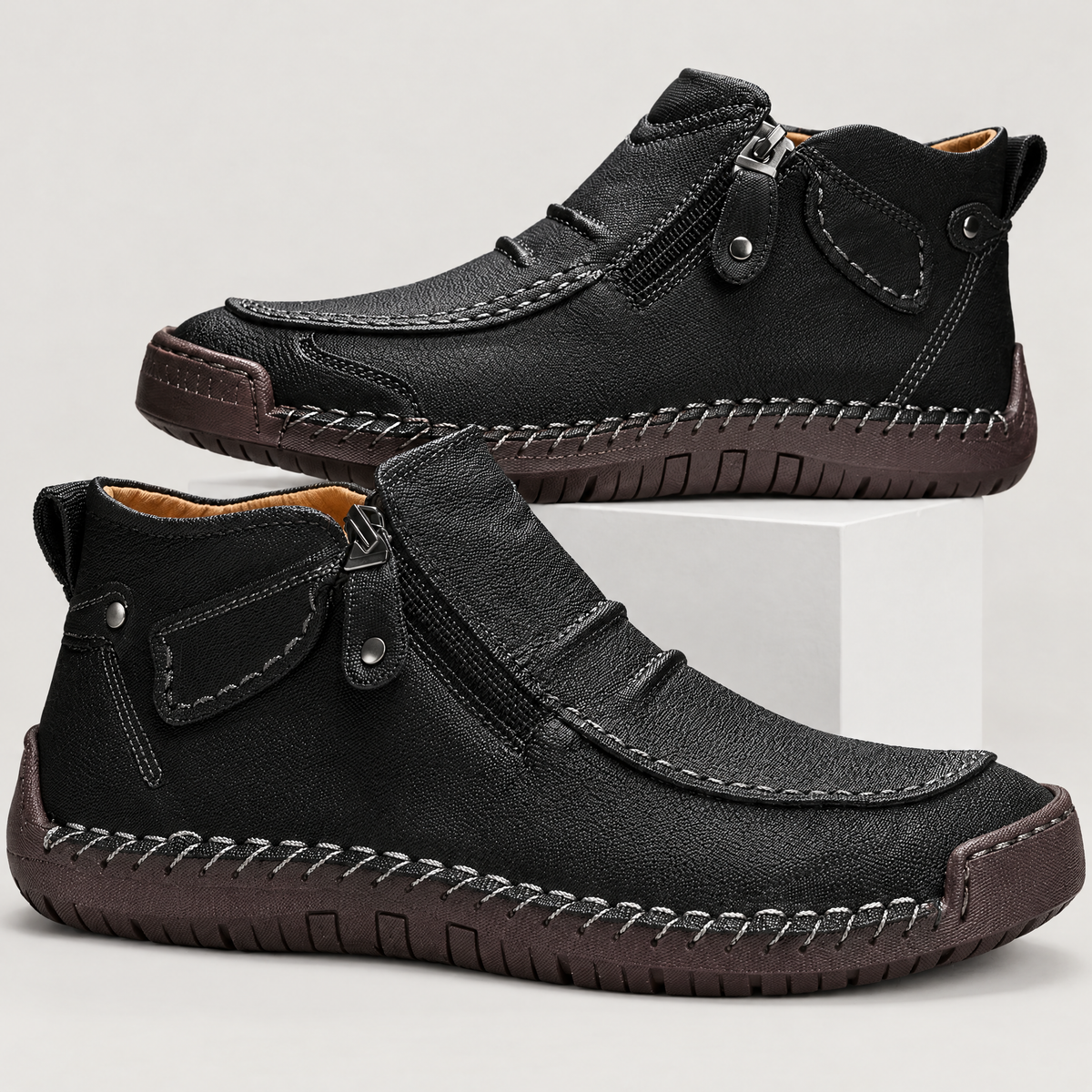 Men's side-zip moc toe shoes