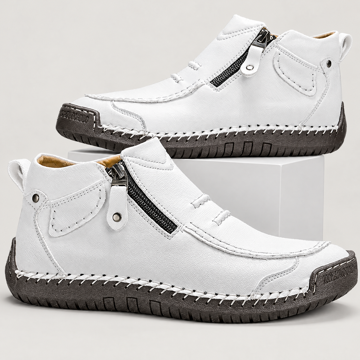 Men's side-zip moc toe shoes