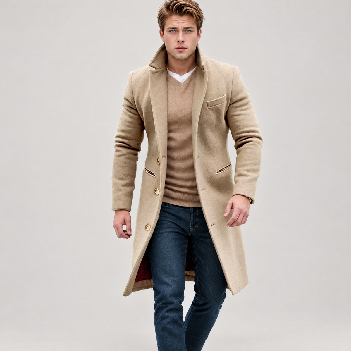 Men's long overcoat