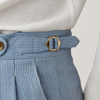 Men's high-waist pleated trousers