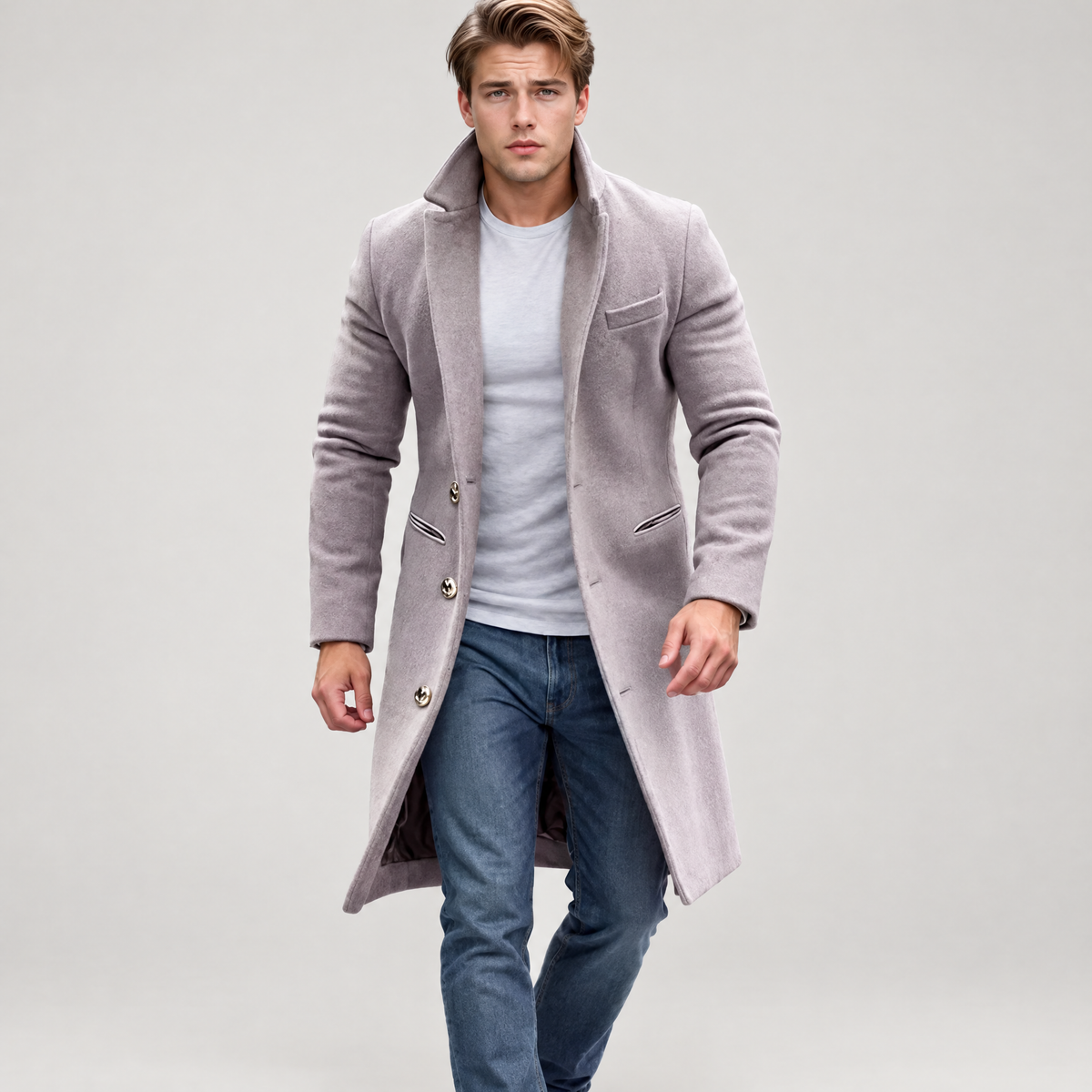 Men's long overcoat