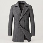 Men's double-breasted herringbone coat