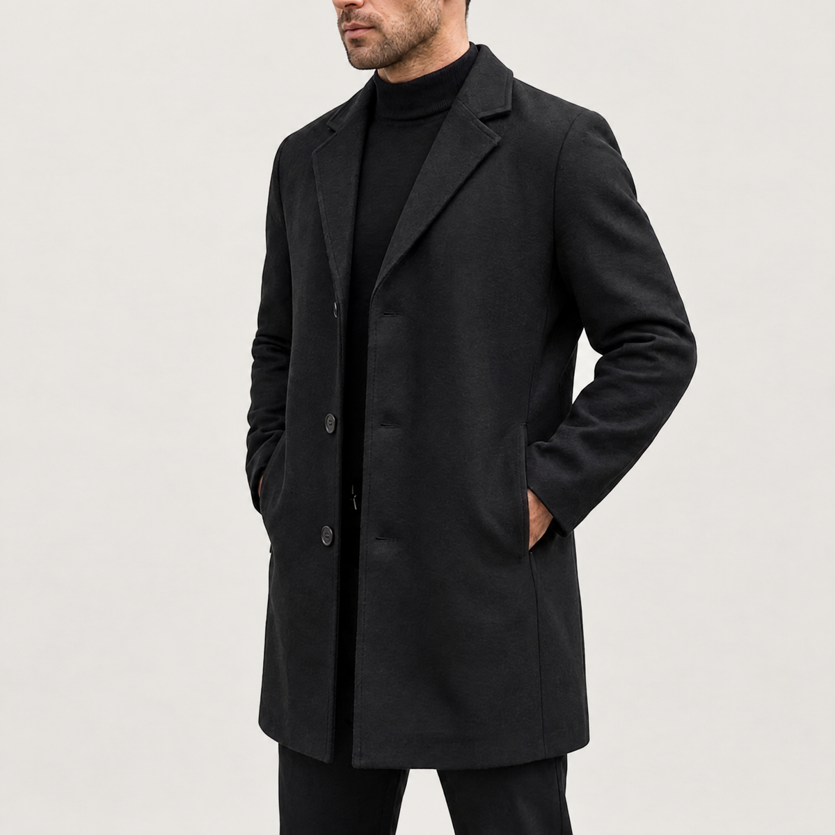 Men's knee-length topcoat