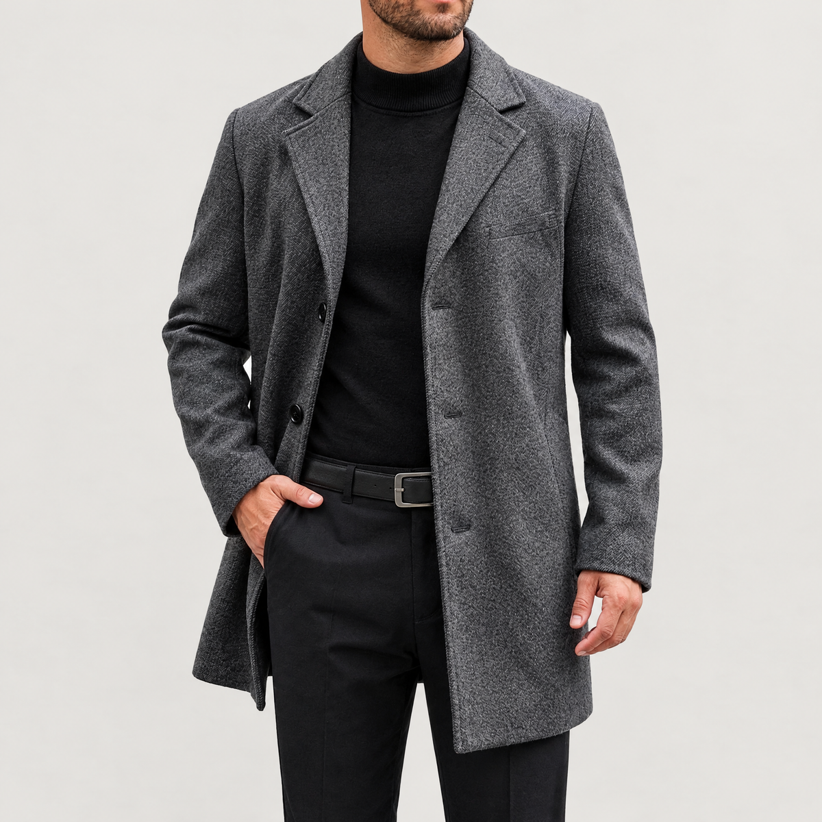 Men's knee-length topcoat
