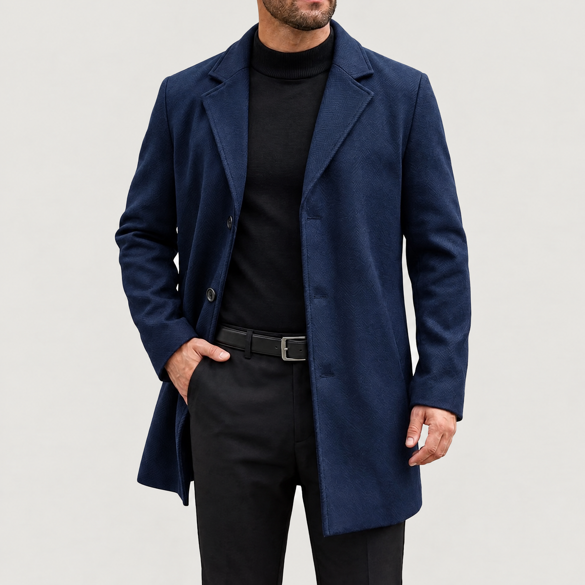 Men's knee-length topcoat