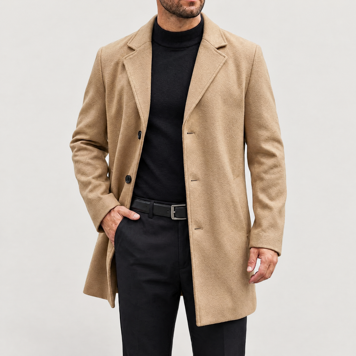 Men's knee-length topcoat