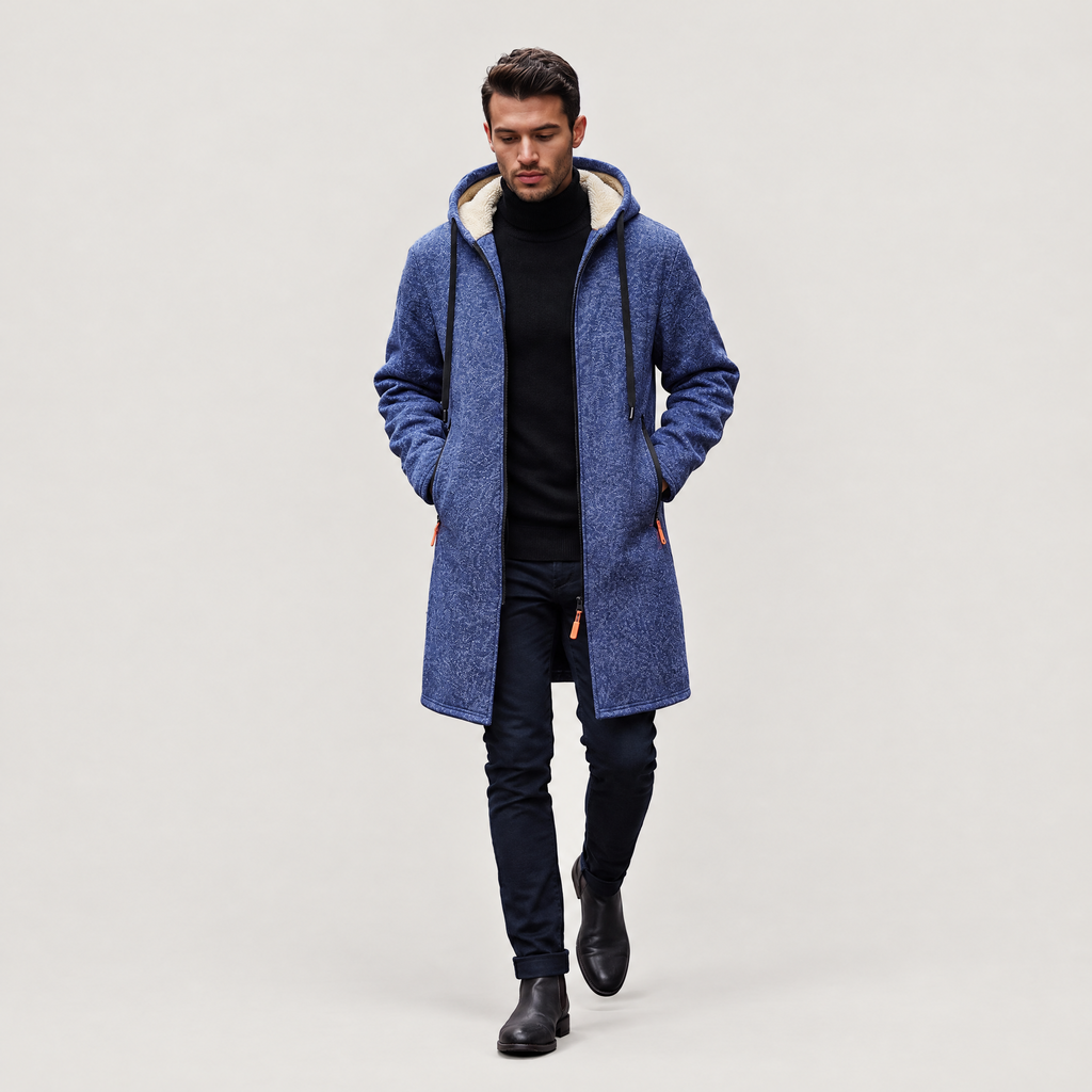 Men's hooded longline coat