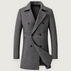 Men's double-breasted herringbone coat