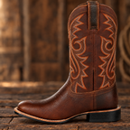 Men's embroidered cowboy boots – Brown – embroidery detail